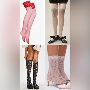 NWT For Love And Lemons Socks Knee Highs Thigh Highs Lot Sz M/L